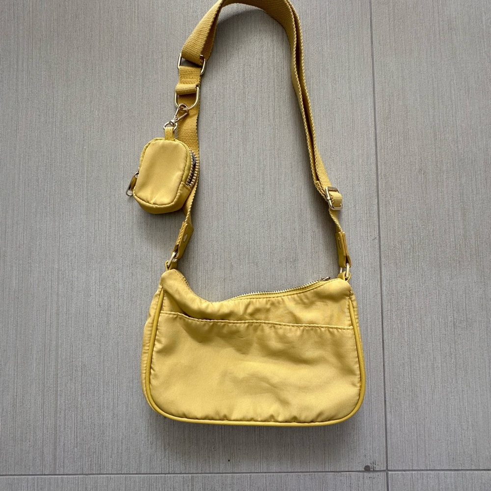 Yellow Shoulder Bag with Pouch